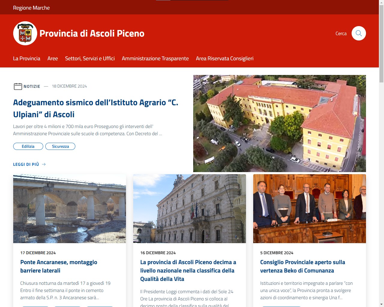 On line il nuovo sito della Provincia di Ascoli Piceno